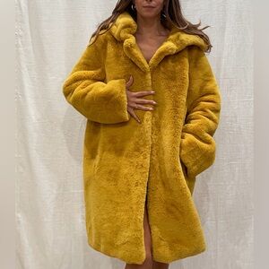 Patrizia Luca Milano Mustard Faux Fur Teddy Coat